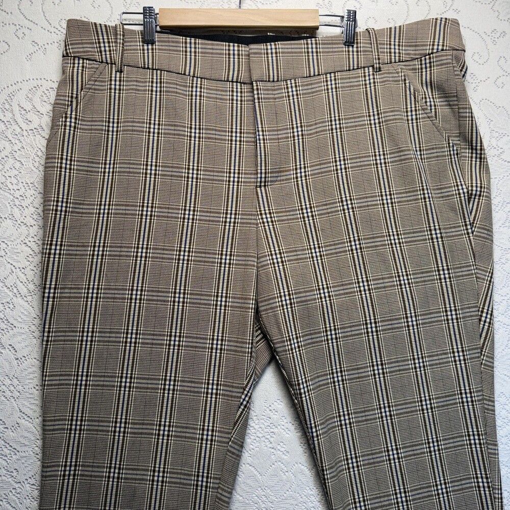 Ava & Viv Dress Pants Womens 22W Brown Plaid Tapered Ankle Stretch Workwear - Picture 2 of 11